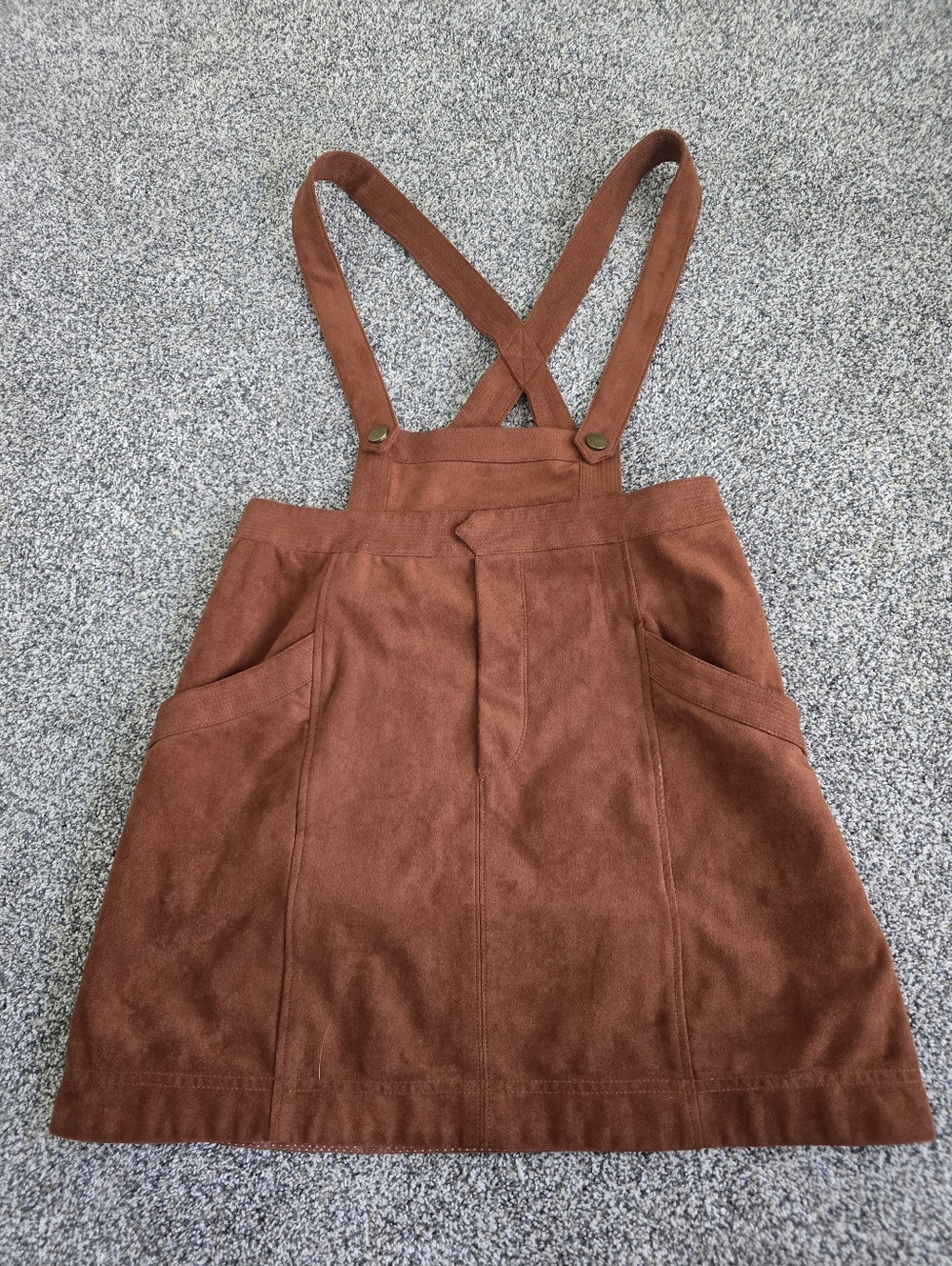Anthropologie Rust Brown Suede Pinafore Skirt